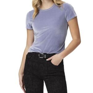 PAIGE Fiora Cropped Velvet Tee Iced Slate Women’s Extra Small XS Top